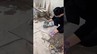 The process of making circular holes in tiles with a handcutting machine [upl. by Rusticus]