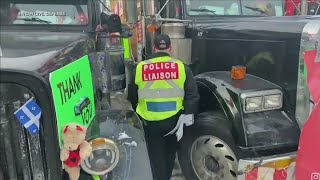 Police Ticket Protesting Truckers [upl. by Ralyks]