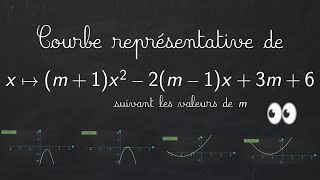 Représentation graphique animée de fonction du second degré avec paramètre  m1x²2m1x3m6 [upl. by Nonnad]