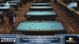 Skyler Woodward vs Antonio Lining  2016 CWO 10 Ball Mens Finals [upl. by Holey]