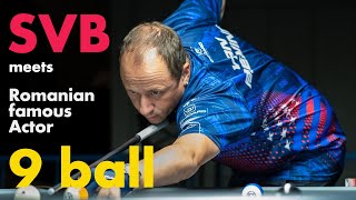 Shane Van Boening vs Romanian famous Actor  World Champion vs Amateur player meet in 9 ball match [upl. by Rimidalg]