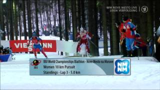 Biathlon WM Verfolgung der Damen in Nove Mesto 2013 [upl. by Namhar243]