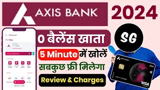 Axis Bank Zero Balance Saving Account Opening Online 2024  Axis Bank Account Full Review amp Charges [upl. by Leavelle]