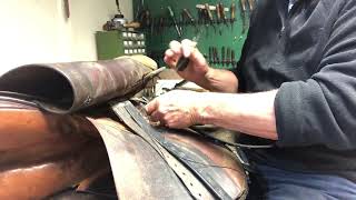 Replacing girth straps on riding saddle by Robert H Steinke Master Saddler amp Harness Maker saddle [upl. by Aniz]