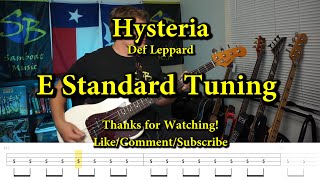 Hysteria  Def Leppard Bass Cover with Tabs [upl. by Hervey302]