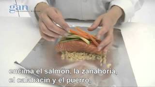 Plato único de papillote de salmón verduras y arroz integral [upl. by Aisayt966]