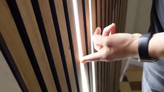 Wood Slat Wall Panels  Led strip lights installation process [upl. by Giulia]