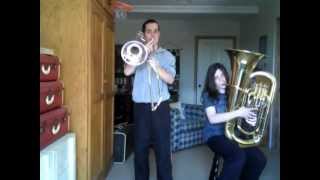 The Flintstones theme trombone and tuba duet cover [upl. by Ahsap809]