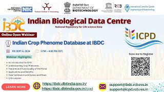 Open Webinar 3 Indian Crop Phenome Database ICPD at IBDC dbtindia [upl. by Slinkman]