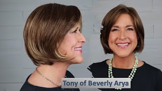 Tony of Beverly Arya in TWO colors  Low Density No Permatease chin length synthetic bob wig [upl. by Eenahs]