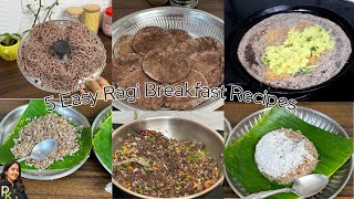 5 Easy Ragi Breakfast RecipesFinger Millet Recipes for Weight LossHealthy Ragi BreakfastDinner [upl. by Nirahs]