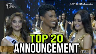 Announcement of Top 20 SemiFinalists Miss Universe Philippines 2024 Coronation Night [upl. by Hayifas]