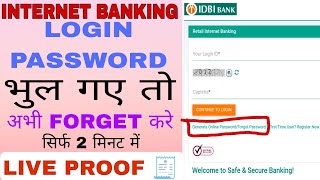 How to reset  forgot IDBI BANK Internet banking login passwordTransaction password  IDBI BANK [upl. by Ahsinuq]