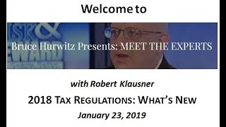 Bruce Hurwitz Presents MEET THE EXPERTS with Robert Klausner on the New 2018 Tax Code [upl. by Airliah]