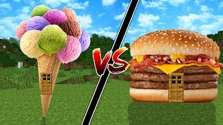 CASA DE SORVETE VS CASA DE HAMBÚRGUER NO MINECRAFT [upl. by Lleraj]