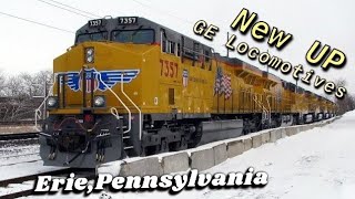 New GE Union Pacific Locomotives idling at Erie PA 21409 [upl. by Flita]