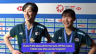 Lee So Hee amp Baek Ha Na on winning the YONEX All England Open Womens Doubles title [upl. by Naggem636]