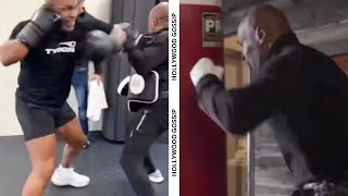 Mike Tyson’s Intense Pad Work at 58 Ahead of Jake Paul Showdown [upl. by Anaela183]