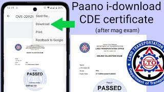 Paano mag download ng CDE certificate gamit cellphone sa LTO LTMS portal [upl. by Syned]