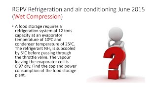 RGPV Refrigeration and air conditioning June 2015Wet Compression [upl. by Zulaledairam435]