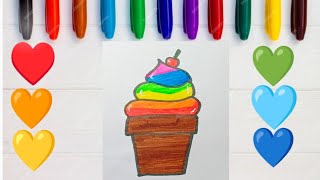 How to draw a Cute🍦🌈 rainbow ice cream drawingforyou viralvideo viraldrawing [upl. by Ayom]