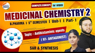 ANTIHISTAMINIC AGENTS  H1 ANTAGONIST  MED CHEM  BPHARMA  5 SEMESTER  ONE SHOT [upl. by Carberry]