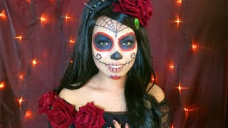 Beautiful SUGAR SKULL Makeup Tutorial [upl. by Mloc]