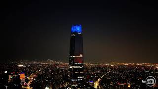 Vista Aérea de Noche a la Costanera Center Santiago [upl. by Fulmis]