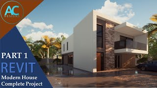 Modern House  Part 1  Complete Step by Step Project  Revit Tutorial [upl. by Justino]