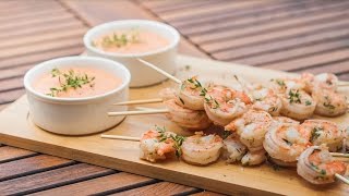 Brochettes de scampis et paprika dip  FR [upl. by Abdulla]