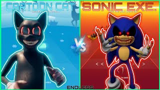 Cartoon Cat Bad Karma Vs Sonic Exe Song  Tiles Hop quotEndless Modequot Linux Fun [upl. by Ayahc]