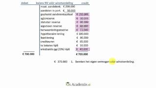 Balans en eigen vermogen NV voor en na winstverdeling  bedrijfseconomie uitleg [upl. by Eniamrej]