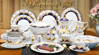 Best porcelain German shiny gold vintage royal porcelain dinnerware Factory Price  KAROSA [upl. by Anstus]