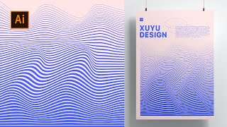 Lines Wave Style Poster Graphic Design Tutorial With Adobe Illustrator  Adobe Illustrator Tutorial [upl. by Aztinaj]