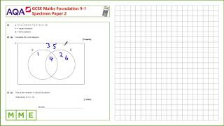 GCSE Maths AQA Foundation Specimen Paper 2  Q22 Complete and interpret Venn diagrams [upl. by Oag]