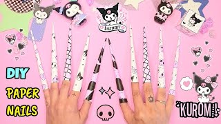 diy paper nails kuromi 💖 [upl. by Mayman]