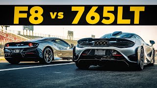 WORLDS QUICKEST Ferrari F8 Tributo vs McLaren 765LT  DRAG RACE [upl. by Behn]