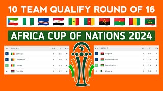 10 Team Qualified Round of 16 Africa Cup Of Nations • All Standings Table AFCON 2024 [upl. by Aneel949]