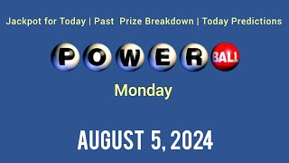 Powerball Jackpot for monday Aug 5 2024 [upl. by Llirret949]