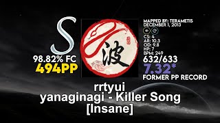 732⭐ rrtyui  yanaginagi  Killer Song Insane HDDT 9882 FC  494pp  osu [upl. by Garber]