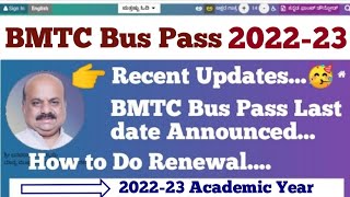 BMTC Bus Pass 202223 Application Started Apply For Fresh Renewal 202223 bmtc sspkannadaeduco [upl. by Haididej]