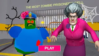 Miss T escape Zombie Barrys Prison Run  All boss battles  Roblox [upl. by Clorinda]