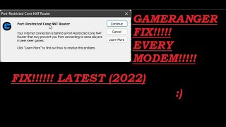 Port restricted Cone NAT Router Fix in Gameranger Latest 2022 Fix [upl. by Anelis498]