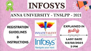 INFOSYS  ANNA UNIVERSITY DRIVE  2021  TNSLPP  INFOSYS LIMITED 2021 PASSING OUT  REGISTRATION [upl. by Jerrylee]