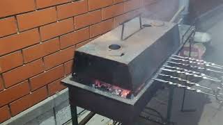 Мангал с крышкой на практике шашлык барбекю гриль bbq мангал shashlik grill food meat еда [upl. by Sula]