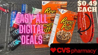 CVS couponing haul Easy all digital deals anyone can do 049 cereal [upl. by Hatti]