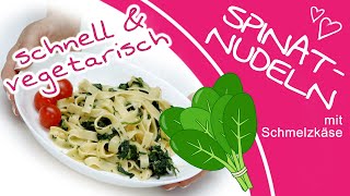 Schnelles Rezept für Nudeln mit Spinat  Vegetarisches Rezept [upl. by Ayin]