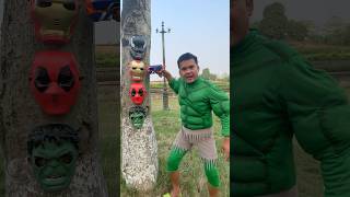 Green Hulk and Deadpool Choose Mask Nono  Marvel Real Life [upl. by Swerdna]