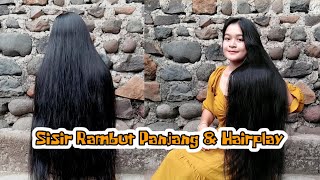 Sisir rambut panjang sehabis keramas  Hairplay rambut panjang [upl. by Merline]