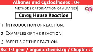 Corey House Reaction  Alkanes and cyckoalkanes  Bsc 1st year organic chemistry  by chemboost [upl. by Aniteb]